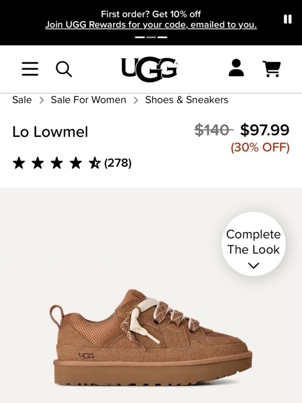 UGG Lo Lowmel Brown and Cream Low-Top Sneaker